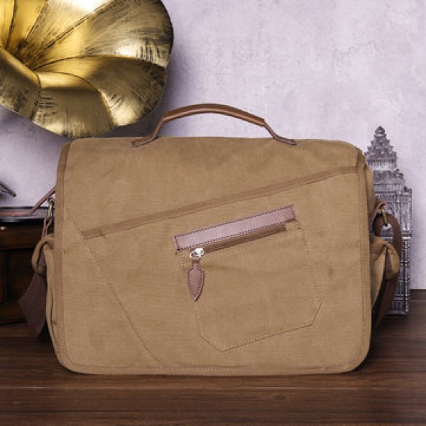 Ekphero Men Retro Messenger Bag Shockproof Shoulder Bag with 15.6 inch Laptop Pocket