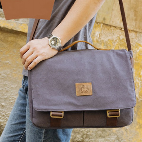15 inches Laptop Bag Men Canvas Minimalist Crossbody Bag Handbag Leisure Business Shoulder bag