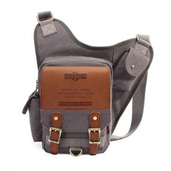 KAUKKO Mens Retro Multifunctional Pockets Leisure Canvas Bag Crossbody Bags