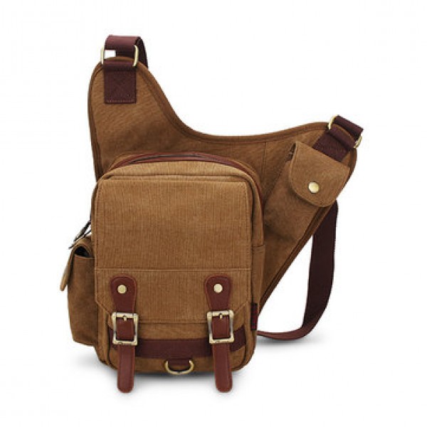 KAUKKO Mens Retro Multifunctional Pockets Leisure Canvas Bag Crossbody Bags