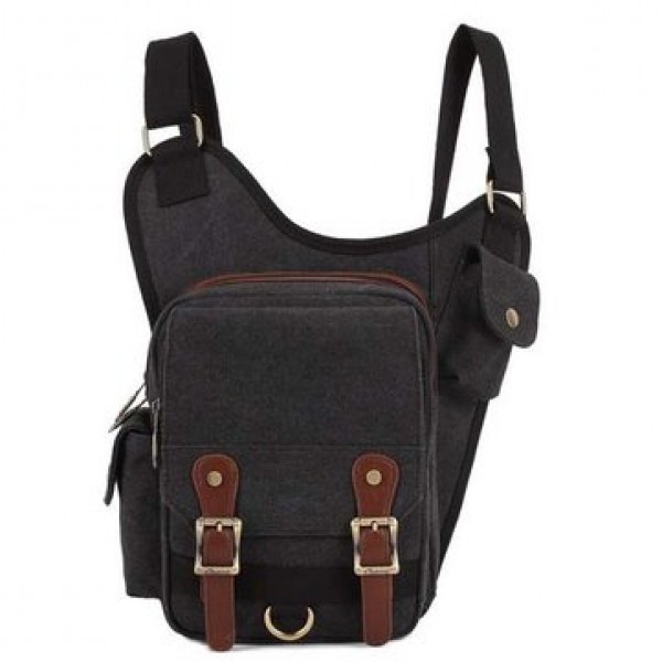 KAUKKO Mens Retro Multifunctional Pockets Leisure Canvas Bag Crossbody Bags