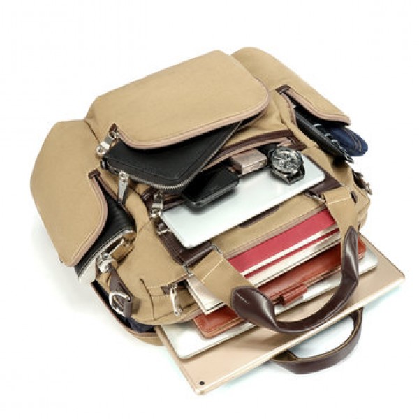 Canvas Business Casual Travel Laptop Bag Large Capacity Multi-pocket Handbag Crossbody Bag