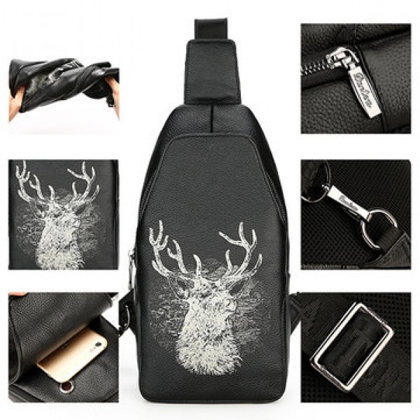 Fashion Genuine Leather Men Bag Chest Bag Business Casual Crossbody Shoulder Bag