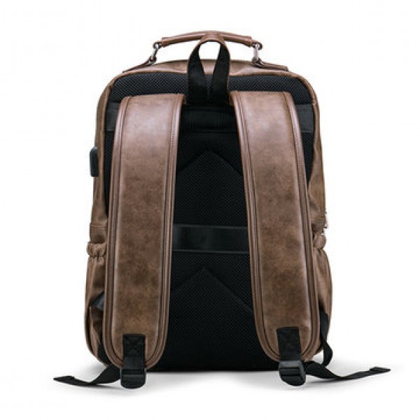 Faux Leather Large Capacity Laptop Bag Backpack For Men