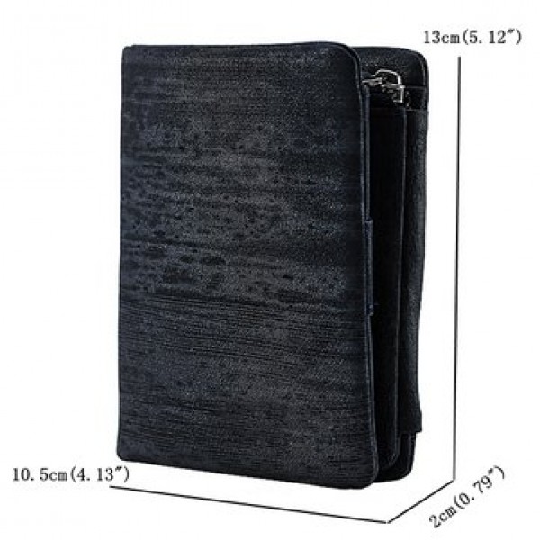 Genuine Leather Frequency Line Wallet Card Bag Coin Purse with SIM Card Holder for Men and Women