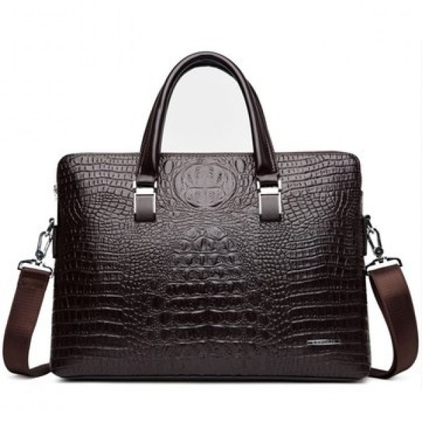 Men Business Alligator Faux Leather Handbags Crossbody Bags Laptop Bag Briefcase
