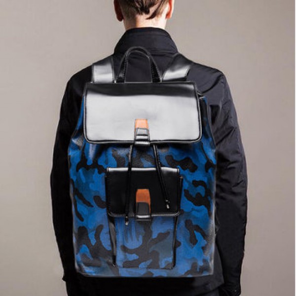 Men Large Capacity Faux Leather Backpack Casual Vintage Shoulder Bag