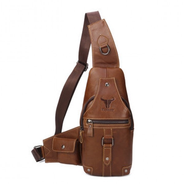 Ekphero Men Genuine Leather Leisure Crossbody Bag ...