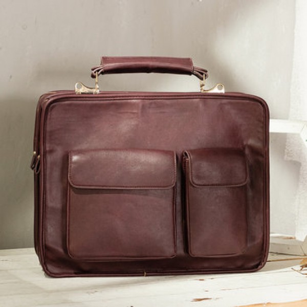 Ekphero Men Faux Leather Business Bag Messenger Bag Handbag Office Work